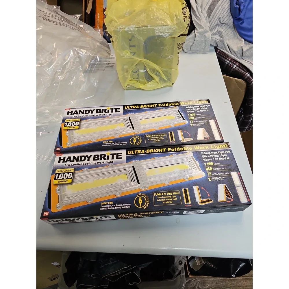 (2) HANDYBRITE Ultra-Bright Foldable Work Lights 1000 Lumens USB Recharge